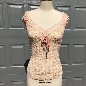 Ann Ferriday Pink Lace Stretch Corset Top